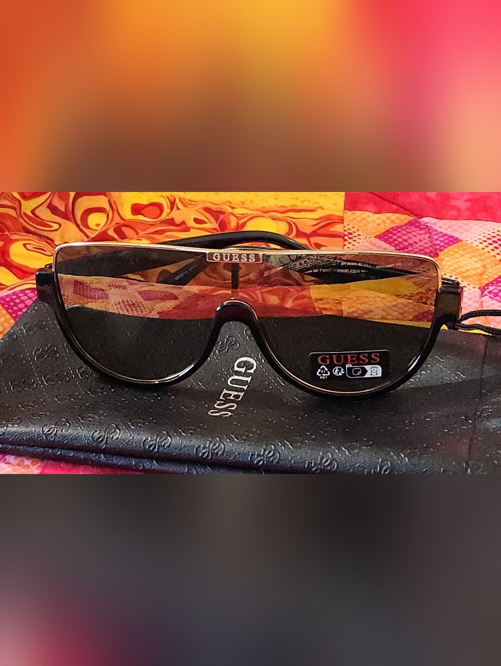 GUESS GO00033 01C Women’s Oversized Shield Sunglasses Black Brown Tinted UV400
